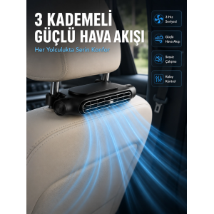 Taşınabilir Araç Koltuk Fanı Sessiz Çalışan Usb Şarjlı Boyun Soğutucu