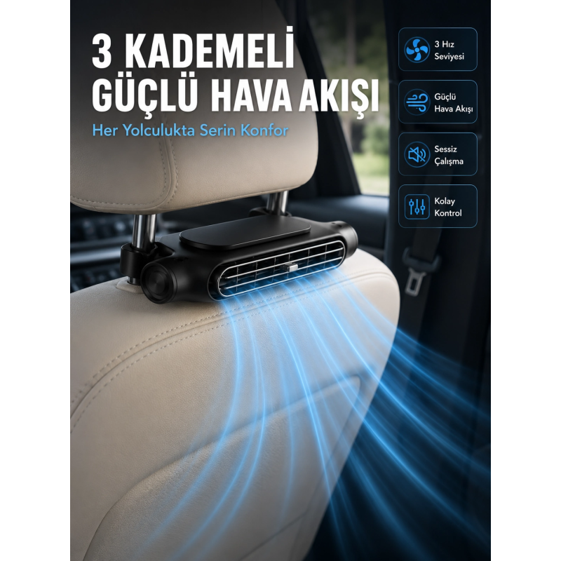 Taşınabilir Araç Koltuk Fanı Sessiz Çalışan Usb Şarjlı Boyun Soğutucu Taşınabilir Araç Koltuk Fanı Sessiz Çalışan Usb Şarjlı Boyun Soğutucu