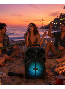 Taşınabilir Bluetooth Speaker Mikrofonlu Karaoke Hoparlör Rgb Işıklı 6.5 İnç Güçlü Ses