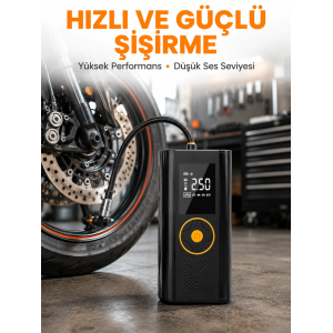 Taşınabilir Dijital Lastik Şişirme Cihazı Güvenli Ve Pratik Kullanım Yeni Nesil