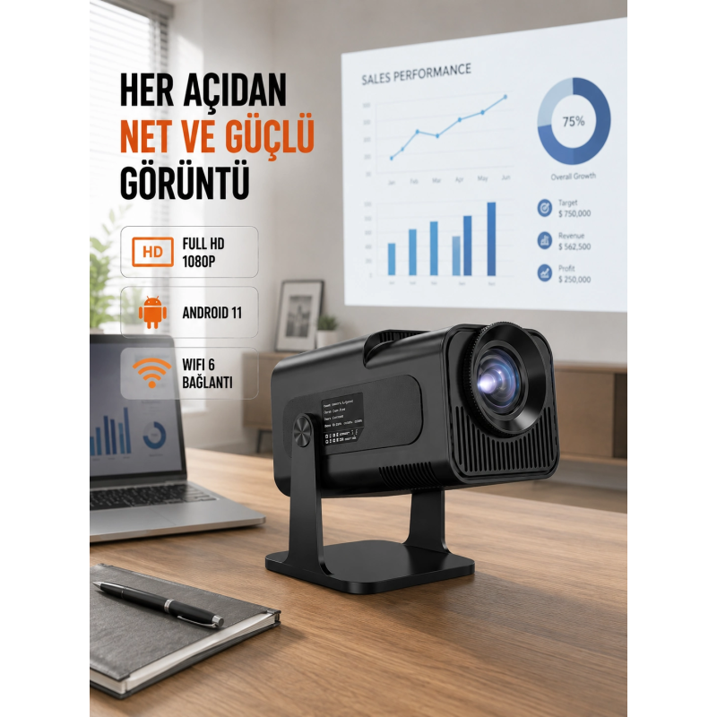 Taşınabilir Full Hd Projektör - 1 Gb Ram, 8 Gb Hafıza Yeni Nesil Taşınabilir Full Hd Projektör - 1 Gb Ram, 8 Gb Hafıza Yeni Nesil