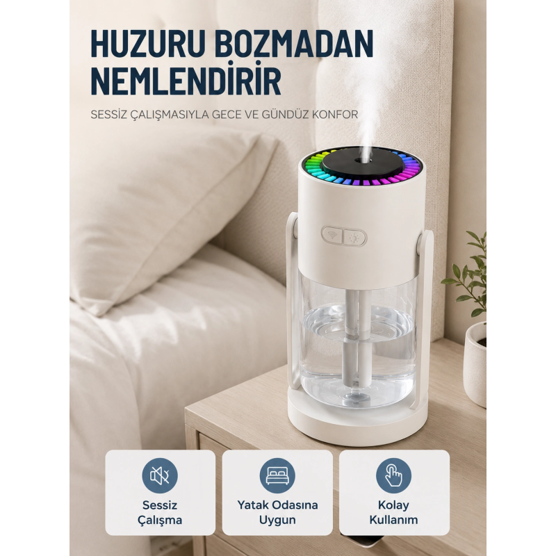 Taşınabilir Hava Nemlendirici Led Işıklı Şeffaf Hazneli Ev Ofis Yatak Odası Nemlendirme Cihazı Taşınabilir Hava Nemlendirici Led Işıklı Şeffaf Hazneli Ev Ofis Yatak Odası Nemlendirme Cihazı
