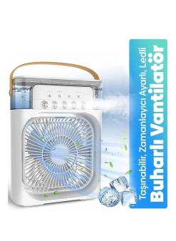 Taşınabilir Işıklı 5 Spreyli Vantilatör Buzlu Buharlı Vantilatör Mini Fan Nemlendirici