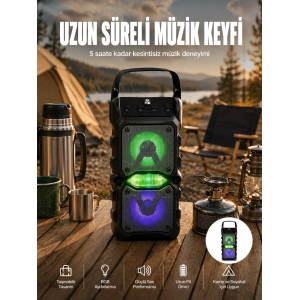 Taşınabilir Kablosuz Bluetooth Hoparlör Uzun Pil Ömrü Led Işıklı Yeni Nesil