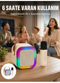 Taşınabilir Karaoke Mikrofon Seti Bluetooth Hoparlörlü Yeni Nesil