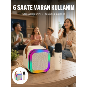 Taşınabilir Karaoke Mikrofon Seti Bluetooth Hoparlörlü Yeni Nesil