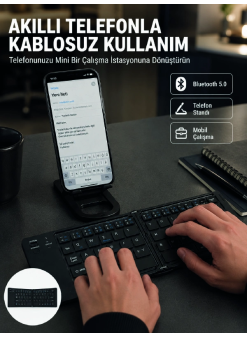 Taşınabilir Katlanabilir Bluetooth Klavye İos Android Windows Uyumlu