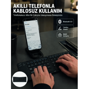 Taşınabilir Katlanabilir Bluetooth Klavye İos Android Windows Uyumlu
