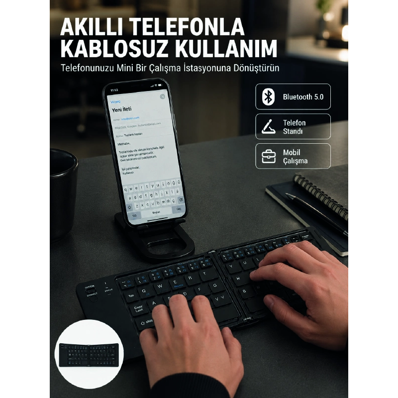 Taşınabilir Katlanabilir Bluetooth Klavye İos Android Windows Uyumlu Taşınabilir Katlanabilir Bluetooth Klavye İos Android Windows Uyumlu