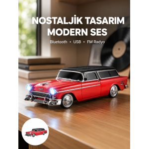 Taşınabilir Klasik Araç Tasarımlı Kablosuz Hoparlör