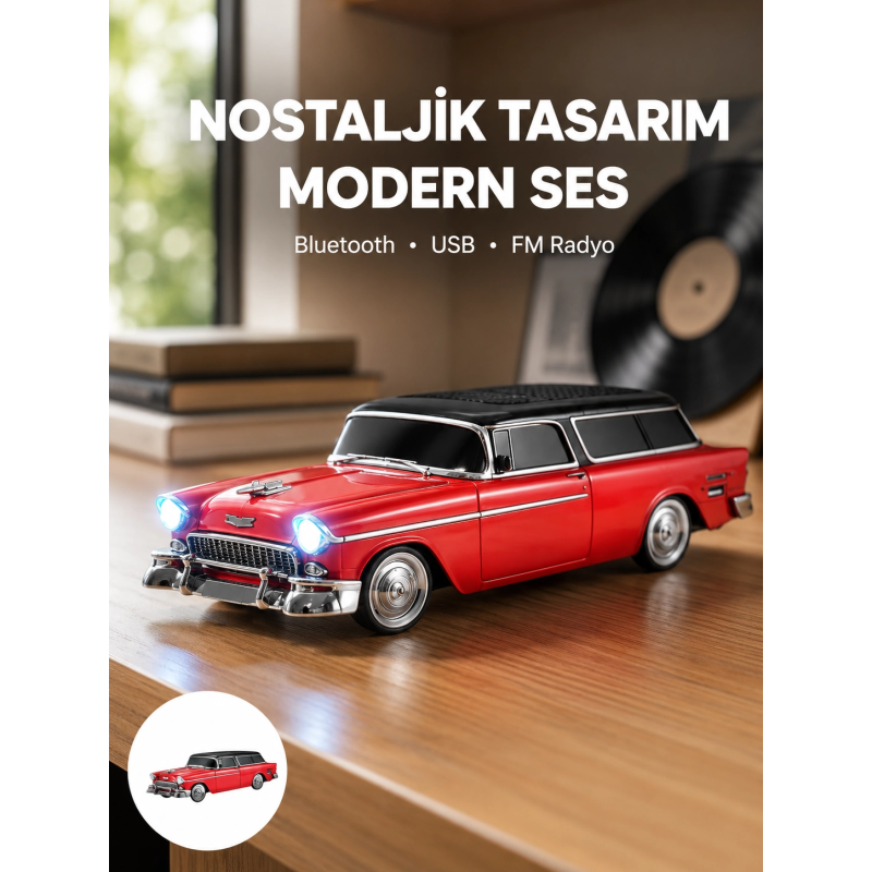 Taşınabilir Klasik Araç Tasarımlı Kablosuz Hoparlör Taşınabilir Klasik Araç Tasarımlı Kablosuz Hoparlör