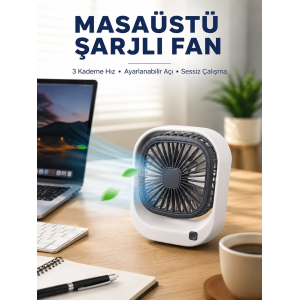 Taşınabilir Masaüstü Fan Ayarlanabilir Açılı Şarjlı Tasarım