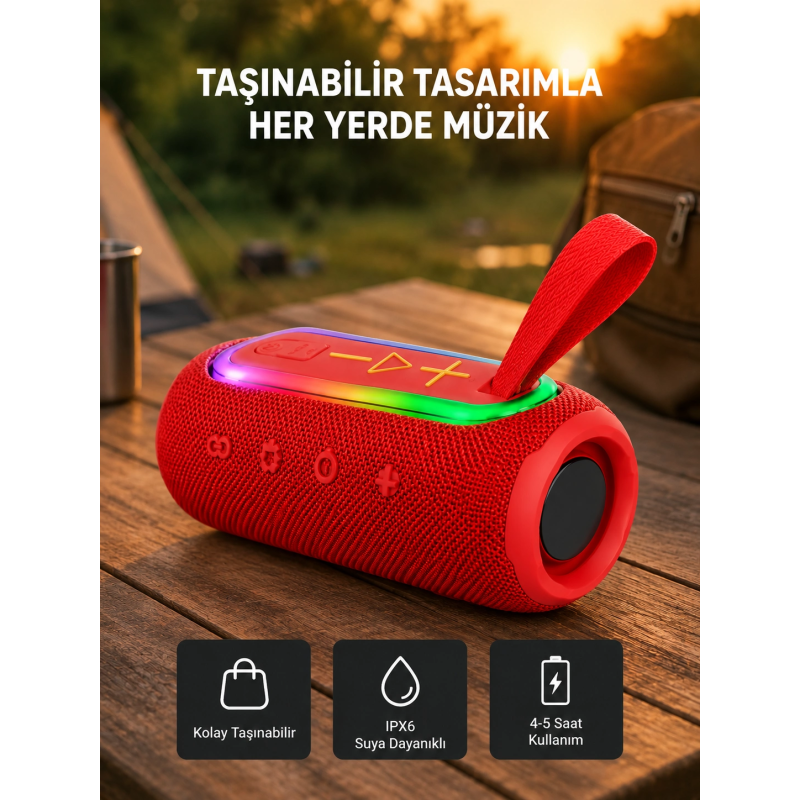 Taşınabilir Mini Bluetooth Hoparlör Güçlü Ses Ve Şık Kırmızı Tasarım Taşınabilir Mini Bluetooth Hoparlör Güçlü Ses Ve Şık Kırmızı Tasarım