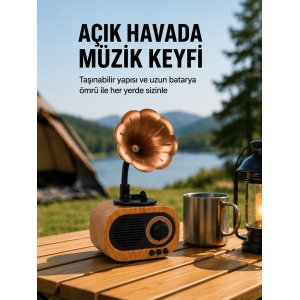 Taşınabilir Mini Retro Radyo Bluetooth Hoparlör Usb Sd Aux Destekli Yeni Nesil