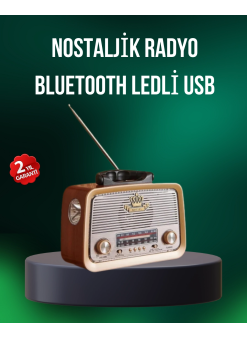 Taşınabilir Nostalji Radyo Bluetooth Usb Aux Girişli