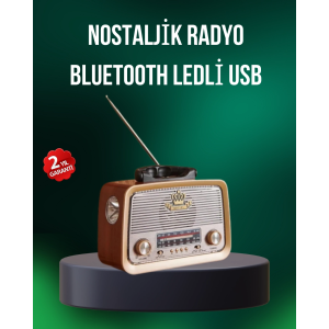 Taşınabilir Nostalji Radyo Bluetooth Usb Aux Girişli