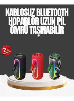 Taşınabilir Şarjlı Bluetooth Hoparlör Güçlü Bas