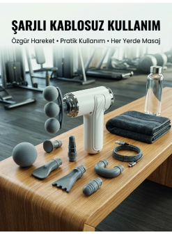 Taşınabilir Şarjlı Kas Masaj Tabancası Derin Doku Masajı İçin 8 Başlıklı Profesyonel Cihaz
