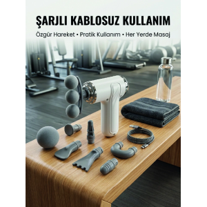 Taşınabilir Şarjlı Kas Masaj Tabancası Derin Doku Masajı İçin 8 Başlıklı Profesyonel Cihaz