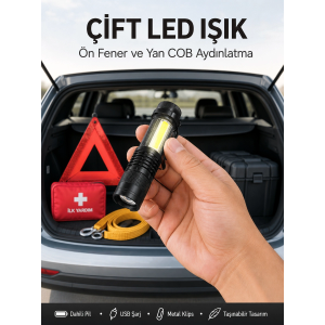 Taşınabilir Şarjlı Led Fener - 4 Modlu, 2000lm, Ayarlanabilir Odak Yeni Nesil