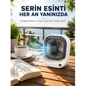 Taşınabilir Şarjlı Masa Fanı Sessiz Ve Güçlü Fan Sistemli