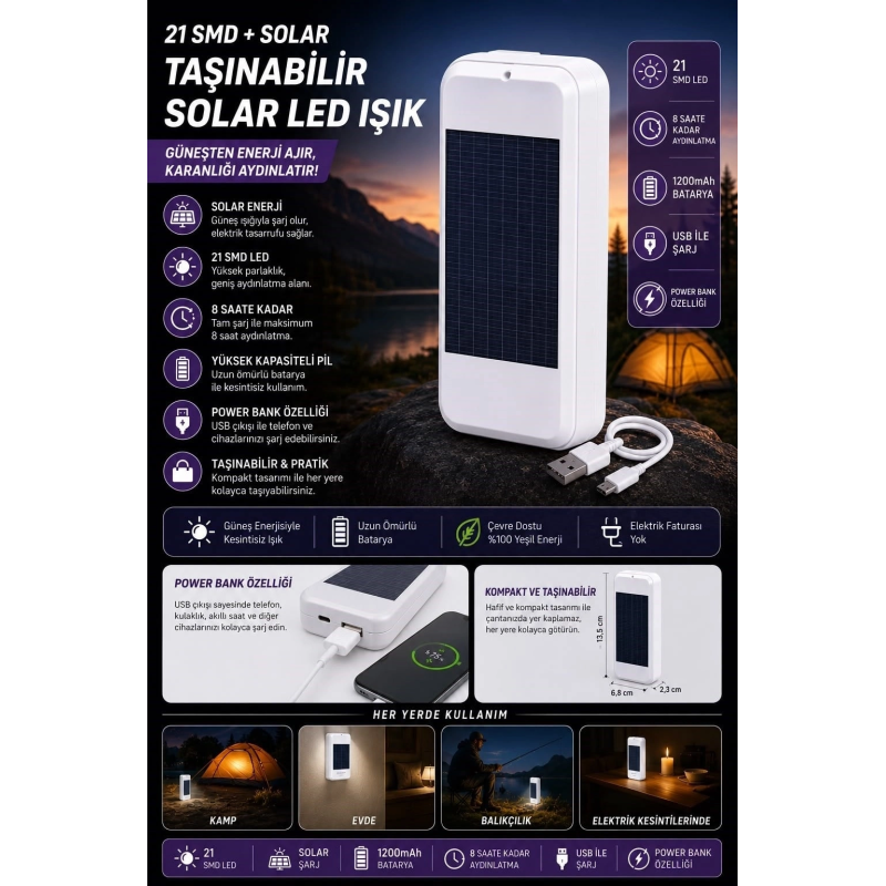 Taşınabilir Solar Led Power Bank Taşınabilir Solar Led Power Bank