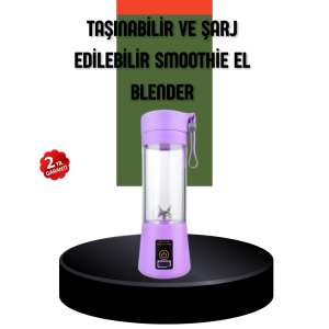 Taşınabilir Usb Şarjlı Mini Smoothie Blender 380ml Çelik Bıçaklı Portatif