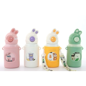 Tavşan Kulaklı Pipetli Çocuk Termosu - 500 Ml Paslanmaz Çelik Suluk Alk2309