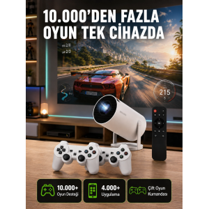 Tçift Kollu Tasarımlı Kablosuz Projeksiyon – 4k, 10.000 Oyun Ve Smart App Desteği Yeni Nesil