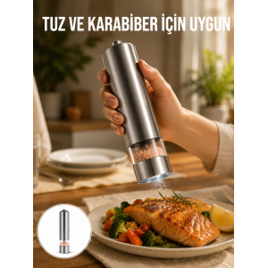 Tek Elle Kullanılan Otomatik Baharat Değirmeni Işıklı Sistem Yeni Nesil