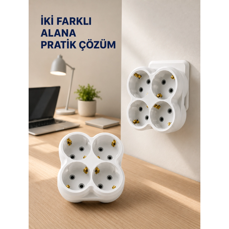 Tek Prizi 4’lü Yapan Priz Adaptörü Direkt Prize Takılan Çoklayıcı 2 Adet Set Tek Prizi 4’lü Yapan Priz Adaptörü Direkt Prize Takılan Çoklayıcı 2 Adet Set