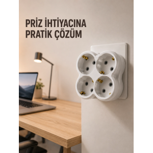 Tek Prizi 4’lü Yapan Priz Çoğaltıcı Direkt Prize Takılan Kablosuz Çoklayıcı