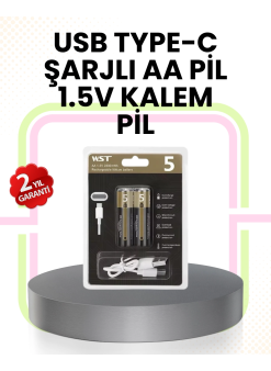 Tekrar Şarj Edilebilir Aa Usb Type-c Pil | 1000+ Döngü | 1.5v Sabit Voltaj
