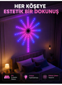 Telefon Kontrollü Rgb Fireworks Led Işık Çok Renkli Dekoratif Duvar Lambası