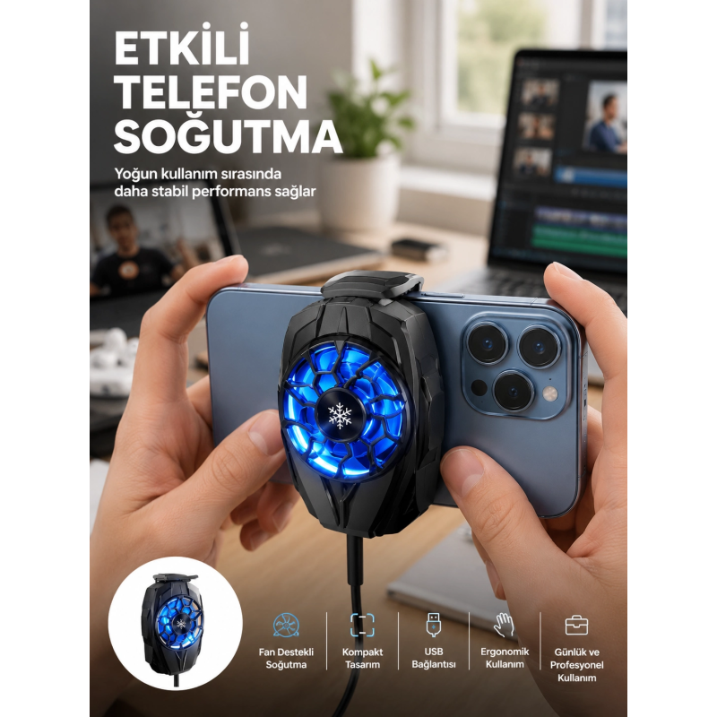 Telefon Soğutucu Fan Güçlü Motor Radyatör Cep Telefon Soğutma Telefon Soğutucu Fan Güçlü Motor Radyatör Cep Telefon Soğutma