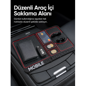 Telefon Standlı Araç İçi Organizer Kaydırmaz Silikon Konsol Düzenleyici Mat