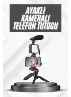 Telefon Tutucu Mikrofonlu Işıklı Youtuber Video Kayıt