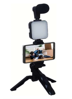 Telefon Tutucu Mikrofonlu Işıklı Youtuber Video Kayıt
