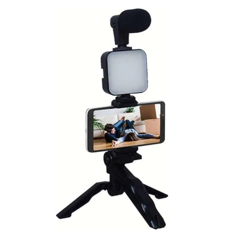 Telefon Tutucu Mikrofonlu Işıklı Youtuber Video Kayıt Telefon Tutucu Mikrofonlu Işıklı Youtuber Video Kayıt