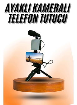 Telefon Tutucu Mini Mikrofonlu Tripod Vlog Çekim Video