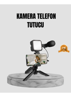 Telefon Video Çekim Kiti Led Aydınlatma Mikrofon Tripodlu Tam Set