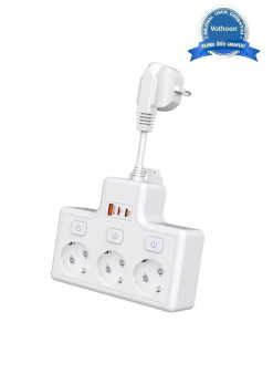 Termal Akım Korumalı 3’lü Duvar Tipi Priz 1x Usb 2x Type-c Çıkışlı Grup Priz Çoğaltıcı (3500w)