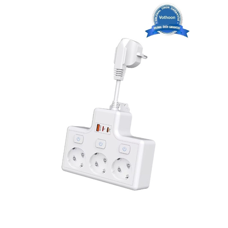 Termal Akım Korumalı 3’lü Duvar Tipi Priz 1x Usb 2x Type-c Çıkışlı Grup Priz Çoğaltıcı (3500w) Termal Akım Korumalı 3’lü Duvar Tipi Priz 1x Usb 2x Type-c Çıkışlı Grup Priz Çoğaltıcı (3500w)