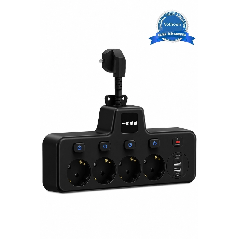 Termal Akım Korumalı 4’lü Duvar Tipi Priz 2x Usb 2x Type-c Çıkışlı Grup Priz Çoğaltıcı Siyah (2500w) Termal Akım Korumalı 4’lü Duvar Tipi Priz 2x Usb 2x Type-c Çıkışlı Grup Priz Çoğaltıcı Siyah (2500w)