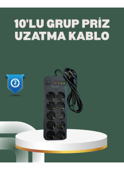 Termal Koruma Sistemli Usb Type-c 10’lu Grup Priz 2m 2500w Güç Kapasiteli