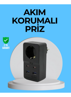 Termal Korumalı Priz Otomatik Çocuk Kilidi 4 Usb Type C