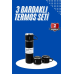 Termos Seti 3lü Bardak Seti Isı Dayanıklı Siyah Paslanmaz Çelik Vakumlu Termos Seti 3lü Bardak Seti Isı Dayanıklı Siyah Paslanmaz Çelik Vakumlu