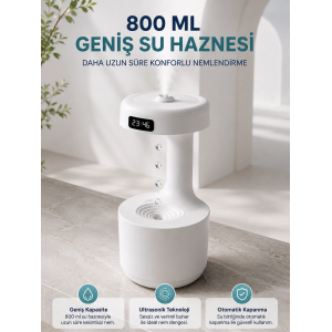 Ters Akan Su Damlası Nemlendirici 800 Ml Sessiz Ultrasonik Oda Nemlendirici
