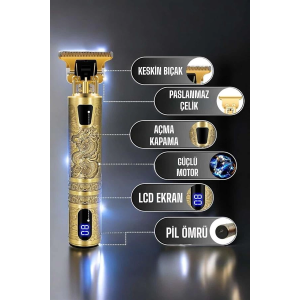 Tıraş Makinesi Şarjlı Profesyonel Saç Kesme Makinesi Gold Çizik Tıraş