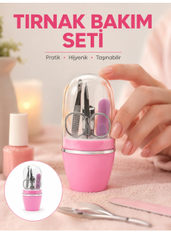 Tırnak Bakım Manikür Pedikür Seti 4 Parça Pembe Minimal Ve Dayanıklı Yeni Nesil